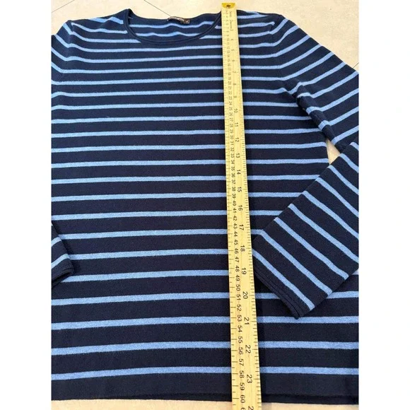 J.McLaughlin Womens Striped Long Sleeve Crewneck Top Navy Blue Size M - Picture 4 of 7